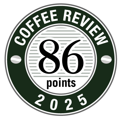 Coffee Review score of 86 points for happy medium roast ground coffee