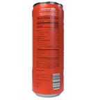 Nutrition facts label on a red can with white text