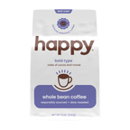 Happy whole bean high quality coffee package on a white background