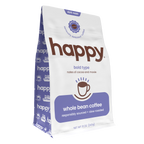 Happy whole bean high quality coffee package on a white background